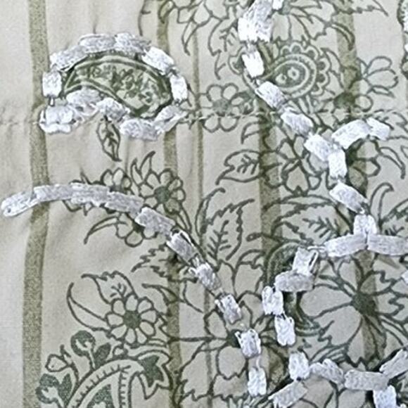 Christopher & Banks Green striped embroidered Buttoned Up Blouse W Size Small - Picture 9 of 10